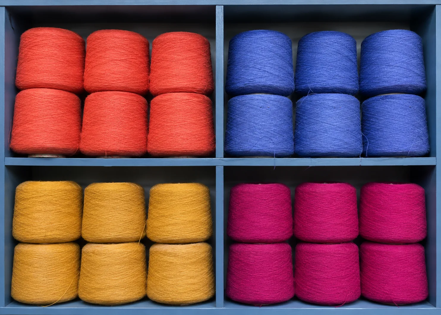 Yarn selection — colourful cones